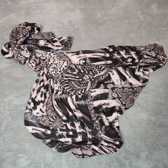 H & M Extra Large Scarf Ultra Lightweight Summer Pareo Beach Cover Animal Print - Picture 1 of 11